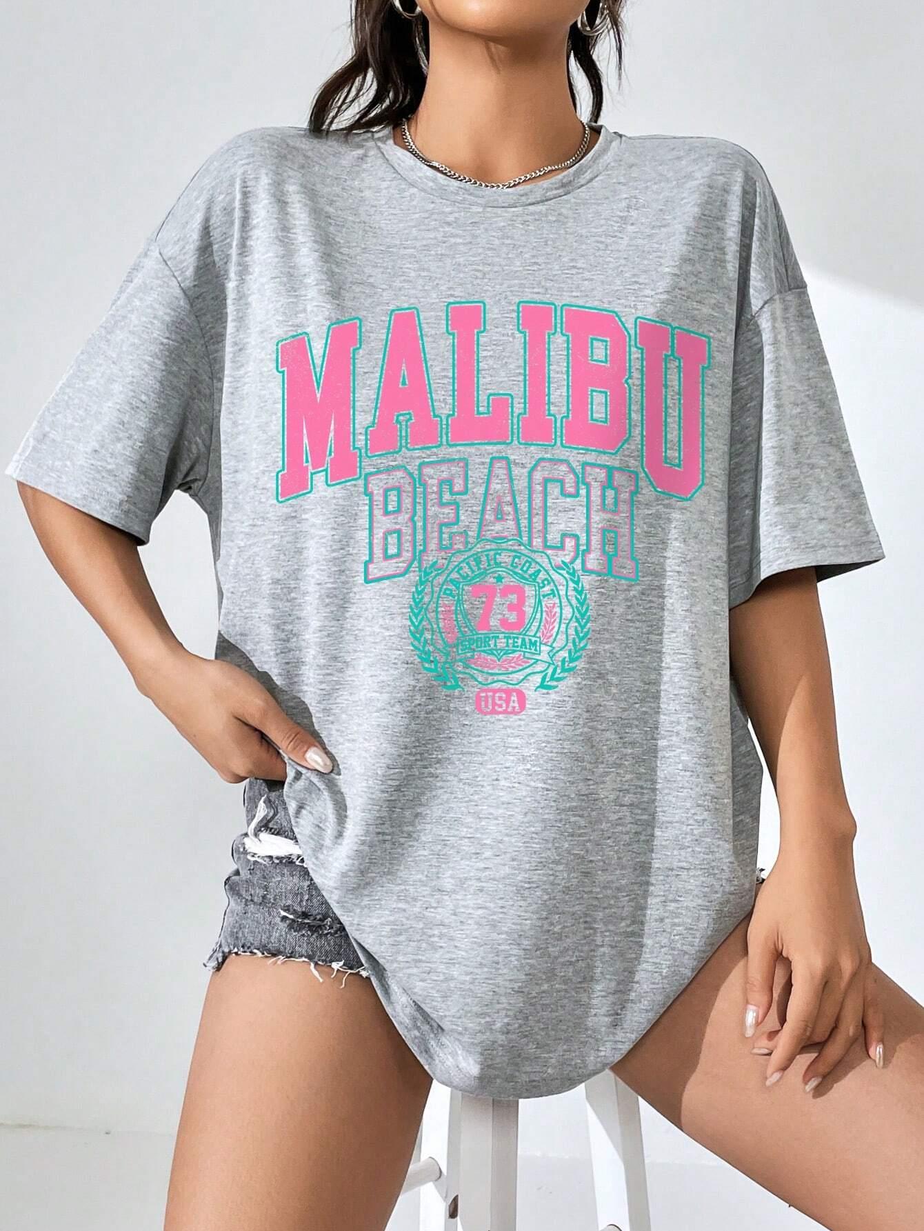 Malibu praia carta impressão d - Streetwear Brand Shirts avaliação e preço